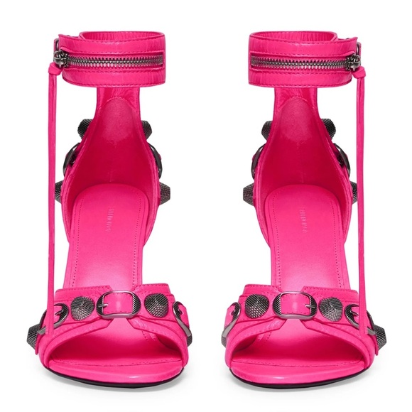 Balenciaga Cagole Pink Strappy Leather Heels NEW - Picture 1 of 13